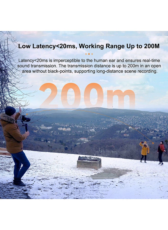 COMICA Vimo Q 2.4GHz Wireless Lavalier Microphone System Clip-on Microphone with Large Screen 200m Transmission Range Noise Reduction 16h Duration  - Image 4