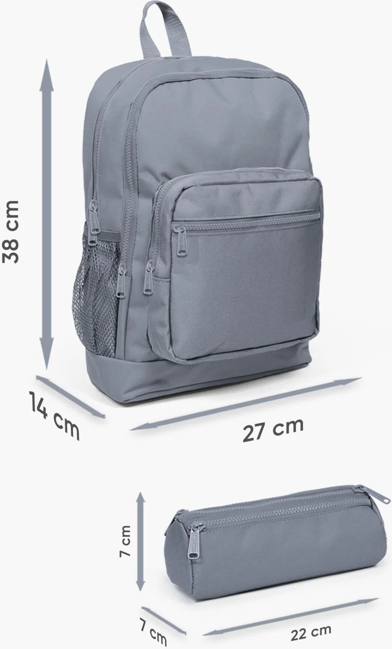 كورال هاي Kids Gray Orange Gamer Patterned 2-Piece School Bag Set SET0223746