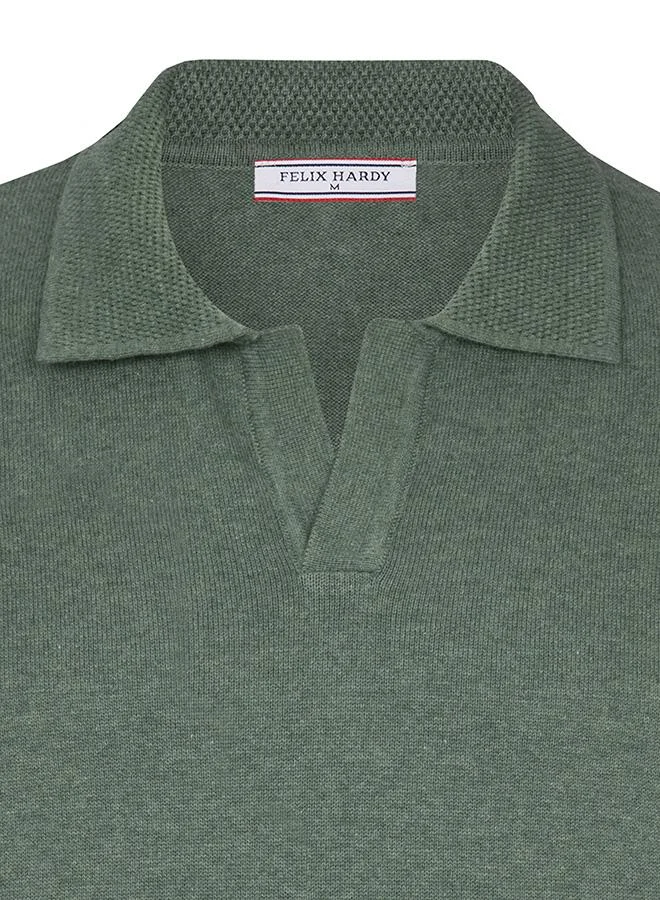 FELIX HARDY Green Pullover with Polo Collar - Buttonless for Men | Best Price UAE