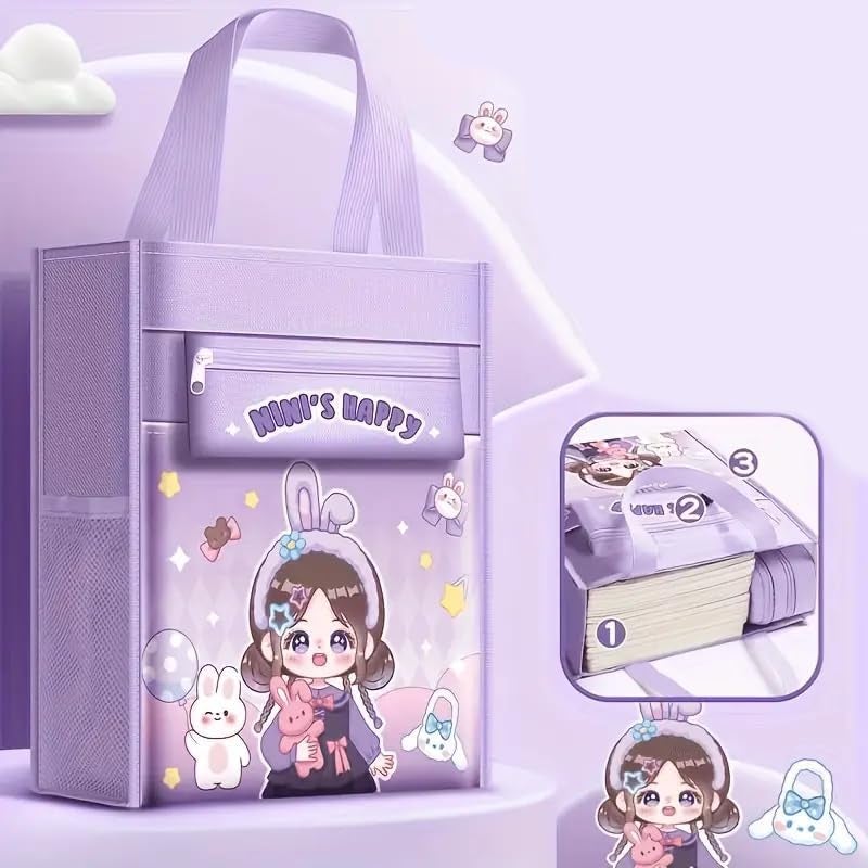 Funspark Nini's Happy Print Delight Handbag/Tutor Bag for Children, Test Paper Book Storage Bag Kids Handmade Art Supplies Thick Waterproof Portable Storage School - Image 5