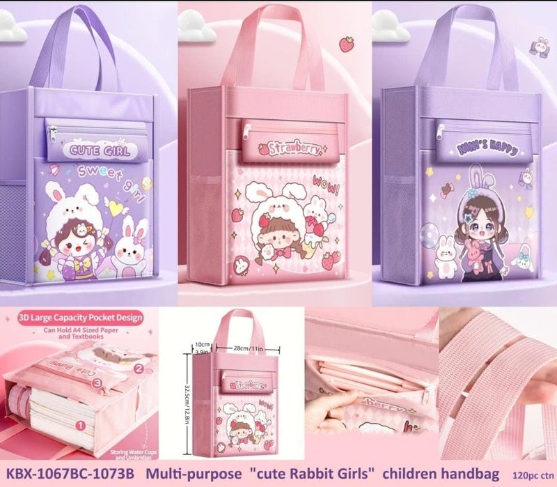 Funspark Nini's Happy Print Delight Handbag/Tutor Bag for Children, Test Paper Book Storage Bag Kids Handmade Art Supplies Thick Waterproof Portable Storage School - Image 4