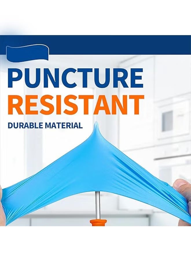 عام قفازات للاستعمال مرة واحدة L، آمنة للطعام، قفازات فينيل شفافة خالية من اللاتكس وخالية من البودرة للطهي، وإعداد الطعام، والتنظيف المنزلي، والامتحان، 100 قطعة، أزرق - Image 2