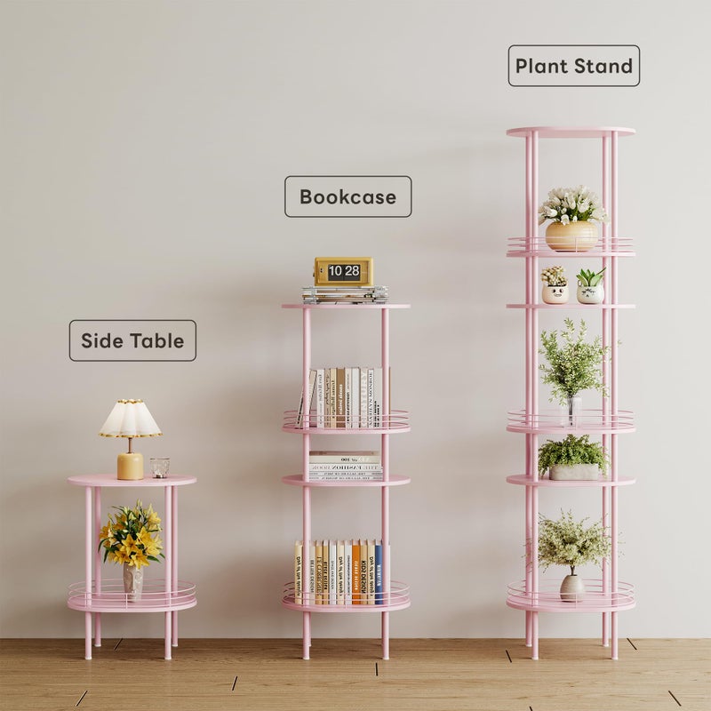 DGSANDGO Small Modern Oval Side Table with Storage,2-Tier Side Tables Living Room,Sturdy Nightstand for Small Space - Living Room, Bedroom, Bathroom, Nursery (1PC,Pink) - Image 5