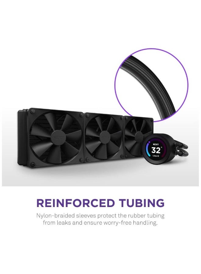 NZXT Kraken Elite 360mm AIO CPU Cooler with Customizable LCD Display, High-Performance Pump, and 3 F120P Fans - Black - Image 3
