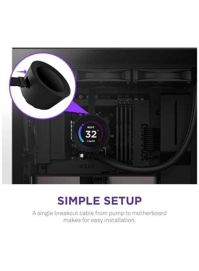 NZXT Kraken Elite 360mm AIO CPU Cooler with Customizable LCD Display, High-Performance Pump, and 3 F120P Fans - Black - Image 2