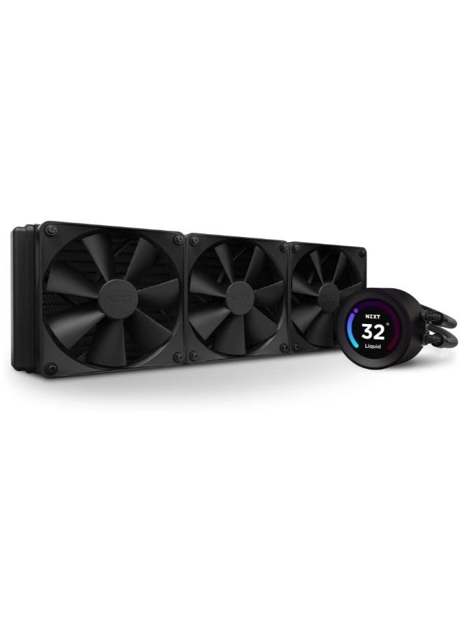 NZXT Kraken Elite 360mm AIO CPU Cooler with Customizable LCD Display, High-Performance Pump, and 3 F120P Fans - Black - Image 1