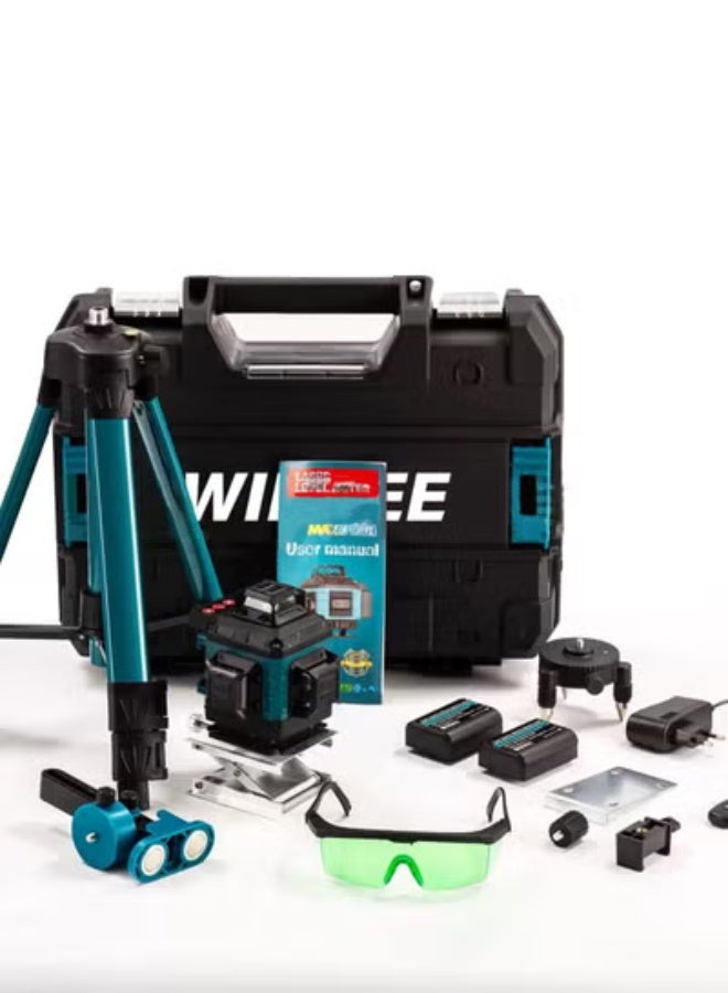 WINSEE مستوى ليزر 16 خط 4x360° ذاتي التسوية مستوى ليزر أخضر مع حامل ثلاثي، 4D تقاطعات خضراء للبناء وتعليق الصور، أداة قياس ليزر مع 2 بطاريات قابلة للشحن وحقيبة أدوات - Image 5