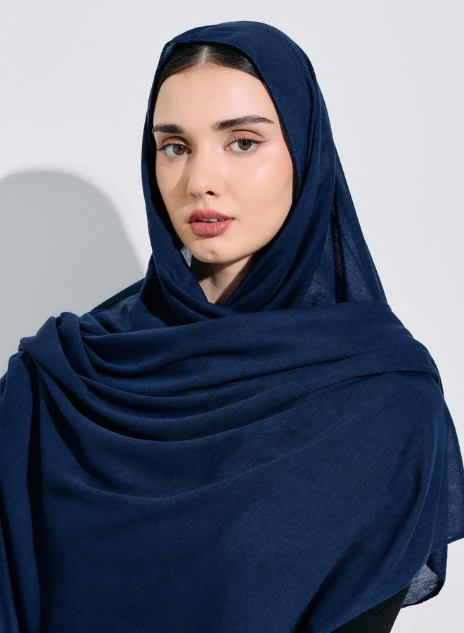 Amirah Navy Blue Solid Hijab 80x180 cm