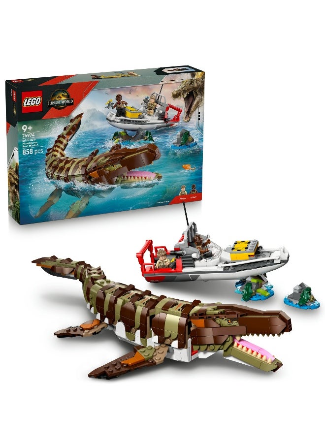 LEGO LEGO Jurassic World Brick-Built Mosasaurus Boat 76974 Building Set (858 Pieces)  - Image 1