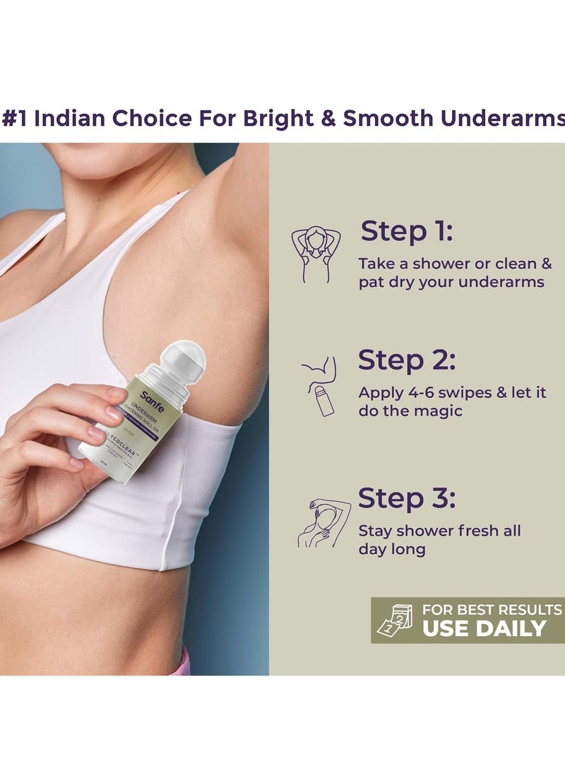 Sanfe Underarm Lightening Roll On Oudh 5% AHA Glycolic Salicylic Acid Removes Pigmentation Deodorant Glycoclear Men Women - Image 5