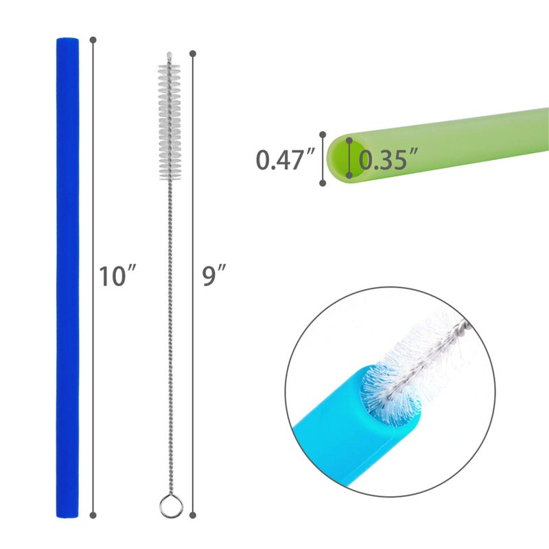 tifanso 14PCS Reusable Silicone Straws with Cleaning Brushes  10"" Flexible Extra Wide Large Jumbo Drinking Straws  Great for for 30oz and 20oz Tumblers Yeti/Rtic and Milkshakes - Image 3