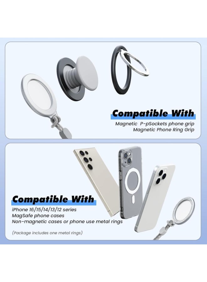 سيوسي Mag-safe Ring with Lanyard, Secure Wrist Strap with Magnetic Ring, Compatible with iPhone 16/15/14/13/12 & Android Devices, Mag-Safe Cases, Adjustable Cord for Hands-Free Use (White) - Image 5