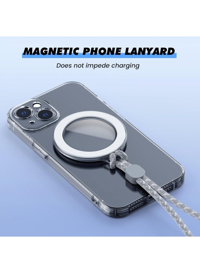 سيوسي Mag-safe Ring with Lanyard, Secure Wrist Strap with Magnetic Ring, Compatible with iPhone 16/15/14/13/12 & Android Devices, Mag-Safe Cases, Adjustable Cord for Hands-Free Use (White) - Image 4