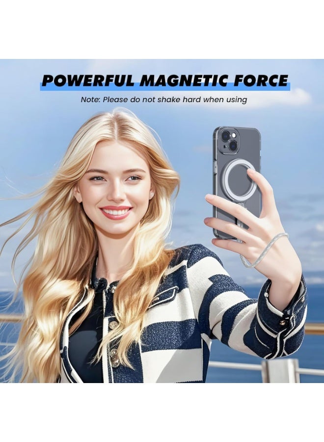 سيوسي Mag-safe Ring with Lanyard, Secure Wrist Strap with Magnetic Ring, Compatible with iPhone 16/15/14/13/12 & Android Devices, Mag-Safe Cases, Adjustable Cord for Hands-Free Use (White) - Image 3