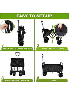 GGEROU Foldable Utility Vehicle, Multi Use Utility Cart with Wheels, Rolling Beach Cart, Shopping Cart Trolley Foldable,Max Load: 80KG Black  - Image 5