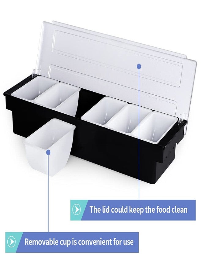 MOLIGOU Ice Cooled Condiment Container, 6 Compartments Garnish Tray with Lid, Fruit Veggie Condiment Caddy for Party, Bar - Image 4
