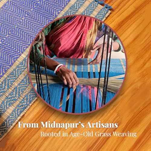 Peepul Tree Handmade Table Runner for 4 Seater| Multipurpose Natural Grass Table Runner for Dining Table, Coffee & Centre Table | Non-Slippery | Heat-Resistant |12" x 60"Inch | Teal & Cobalt Blue - Image 2