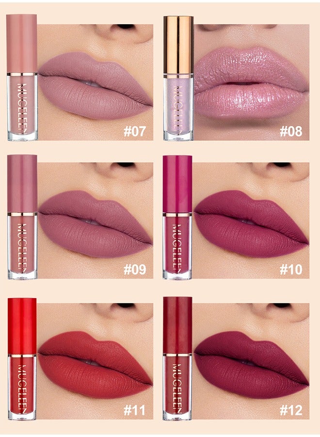 MUGE LEEN Thanks For The Love Lip Set,12 Colors Matte & Intense Lipstick 24H Long Lasting Waterproof Smudge Proof Non Sticky Not Fade Lightweight High Pigmented Portable Multi Use Lipstick Liquid Gift Set  - Image 4