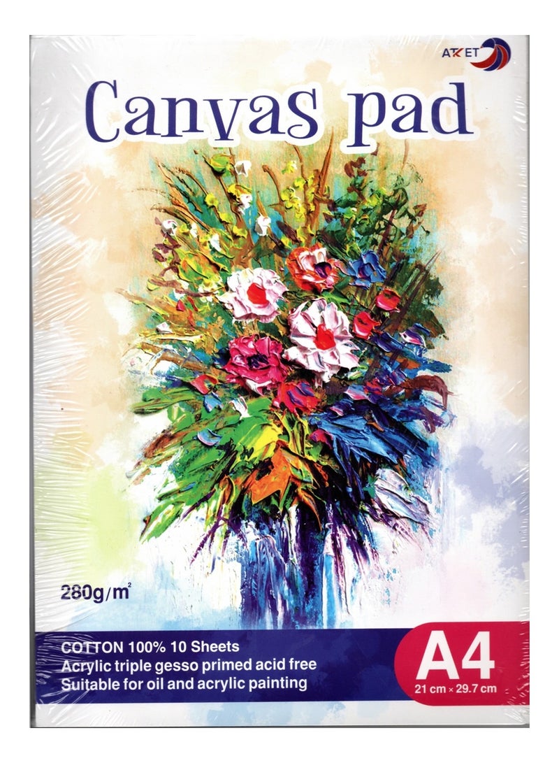 ATKET A4 Size Canvas Pad 10 Sheets 280gsm Thickness - Image 1