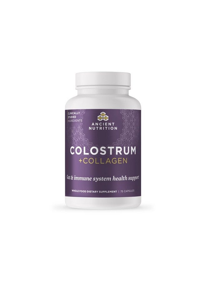 Ancient Nutrition غذاء قديم كولستروم سوبر فود + كولاجين، كولستروم بقر مرعى، كولاجين غشاء بيض مخمر، يدعم ميكروبيوم الأمعاء الصحي والجهاز المناعي، 75 عد - Image 1