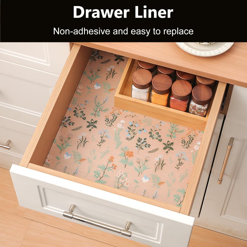 INNOLITES Shelf Liners for Kitchen Cabinets â€“ Drawer Liner Waterproof & Oil-Proof, Non-Adhesive EVA with Floral Pattern â€“ Durable Washable, Easy to Cut (Sage Green, 17.5" x 78.7") - Image 3