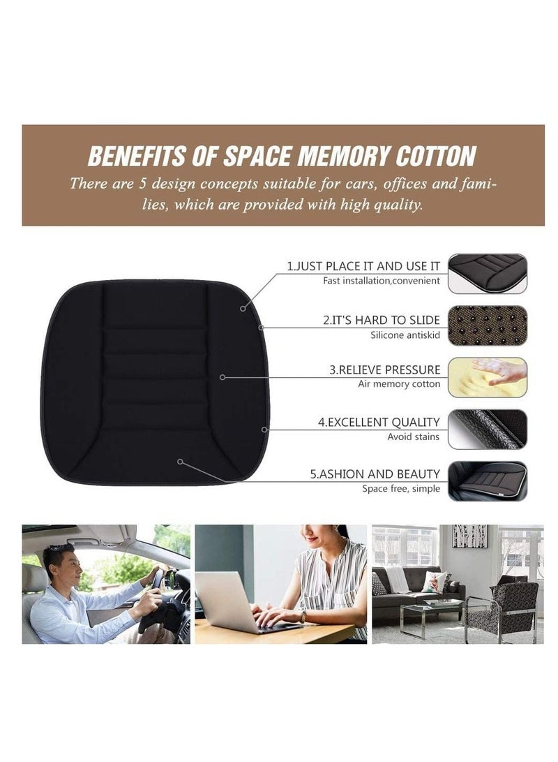 SYOSI Car Seat Cushion Pad Memory Foam Seat Cushion for Car Driver Seat Cushion with Non Slip Bottom Seat Protector Cushion for CarOfficeHome Use, Black - Image 4