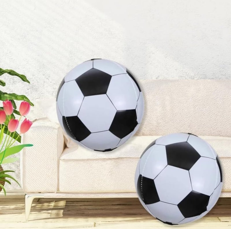 Fun Affairs 22 Inch Disco Football Theme Dance Party Foil Balloons for Decoration, 4D Soccer Balloons 2pcs, Black & White - Image 3