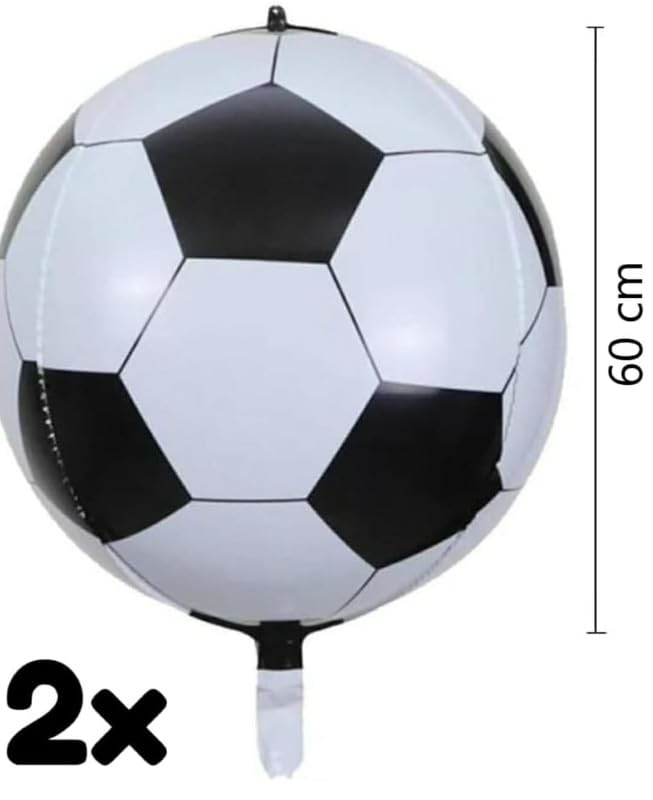 Fun Affairs 22 Inch Disco Football Theme Dance Party Foil Balloons for Decoration, 4D Soccer Balloons 2pcs, Black & White - Image 2