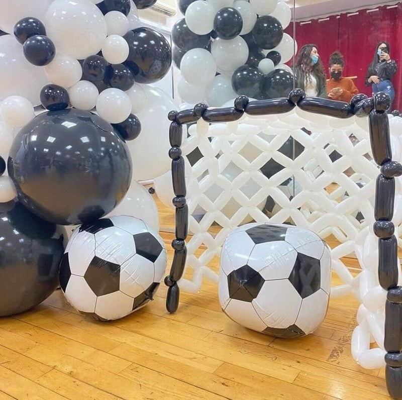 Fun Affairs 22 Inch Disco Football Theme Dance Party Foil Balloons for Decoration, 4D Soccer Balloons 2pcs, Black & White - Image 4