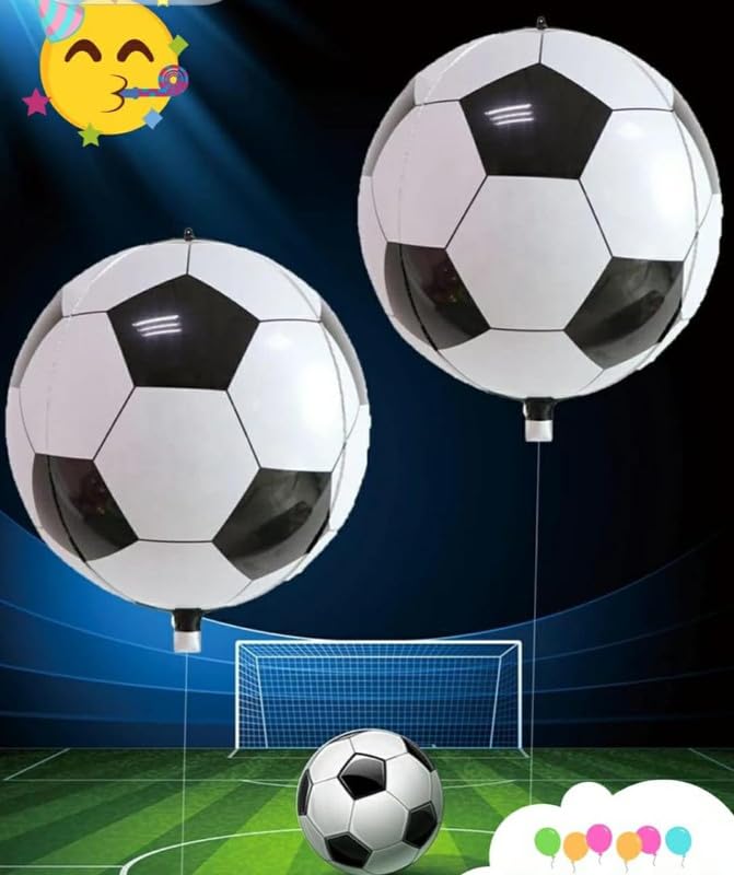 Fun Affairs 22 Inch Disco Football Theme Dance Party Foil Balloons for Decoration, 4D Soccer Balloons 2pcs, Black & White - Image 5