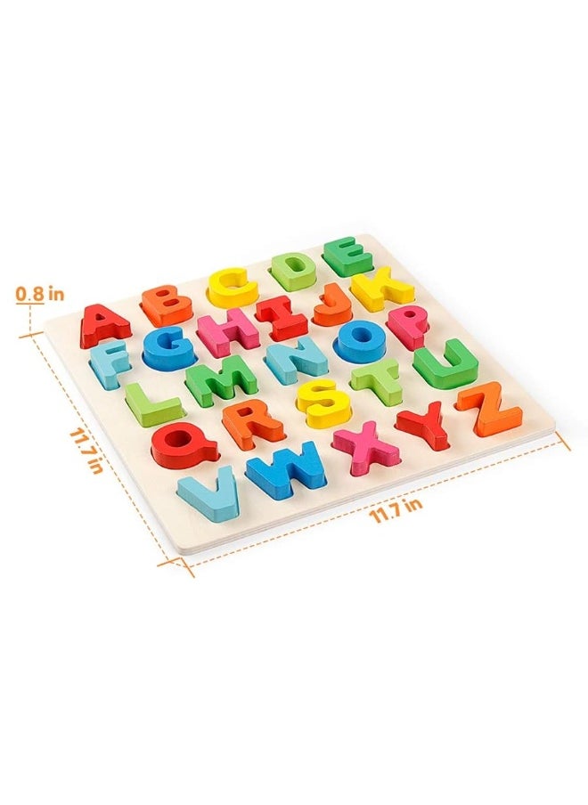 Coogam Coogam Wooden Alphabet Puzzle â€“ ABC Letters Sorting Board Blocks Montessori Matching Game Jigsaw Educational Early Learning Toy Gift for Preschool Year Old Kids  - Image 2