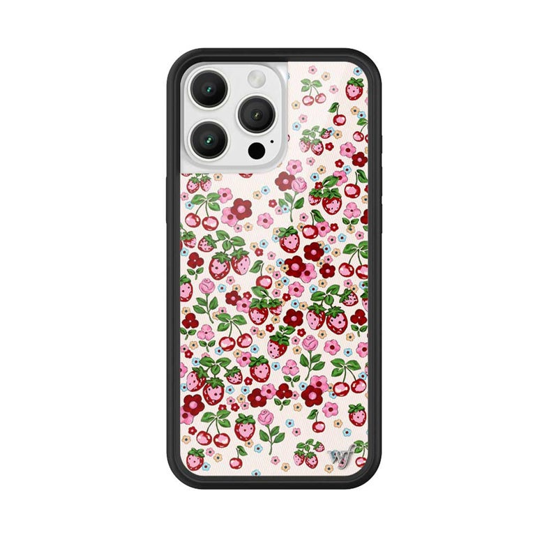 Wildflower Cases - Compatible with iPhone 16 Pro Max | Protective Black Bumper, 6.5ft Drop Test Certified, Women Owned Small Business | Fruit Cherries Strawberry Floral Cute Trendy | Berry World - Image 1