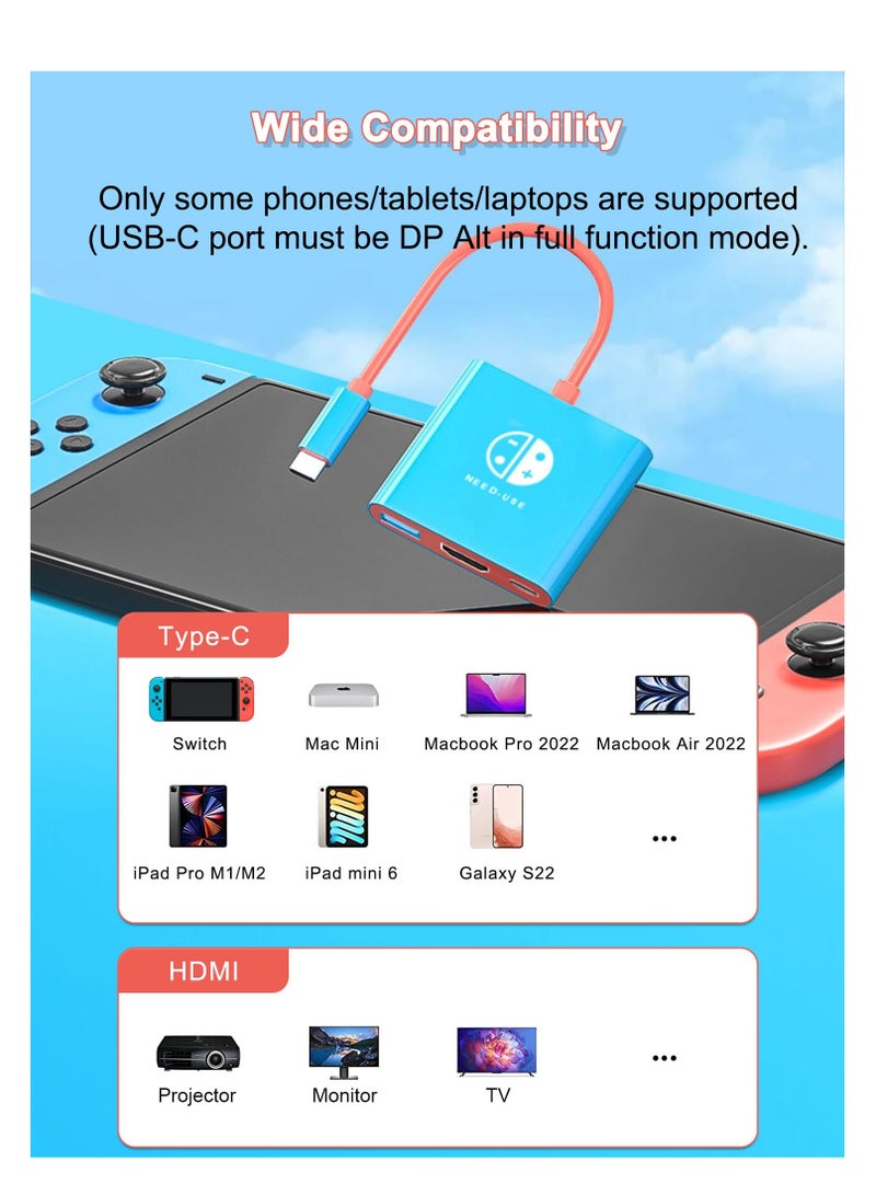 SYOSI Switch Dock for Nintendo Switch & OLED, Nintendo Switch Docking Station for TV,Nintendo Switch Base Accessories,Portable Switch Travel Dock,USB C to HDMI Adapter for Steam Deck/MacBook/Laptop - Image 4