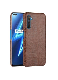 Case Cover For Realme X50 Pro/Realme X50 Pro 5G Shockproof Crocodile Texture PC + PU Case Brown