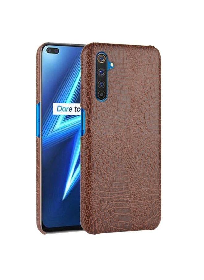 HuHa - Case Cover For Realme X50 Pro/Realme X50 Pro 5G Shockproof Crocodile Texture PC + PU Case Brown - Image 1