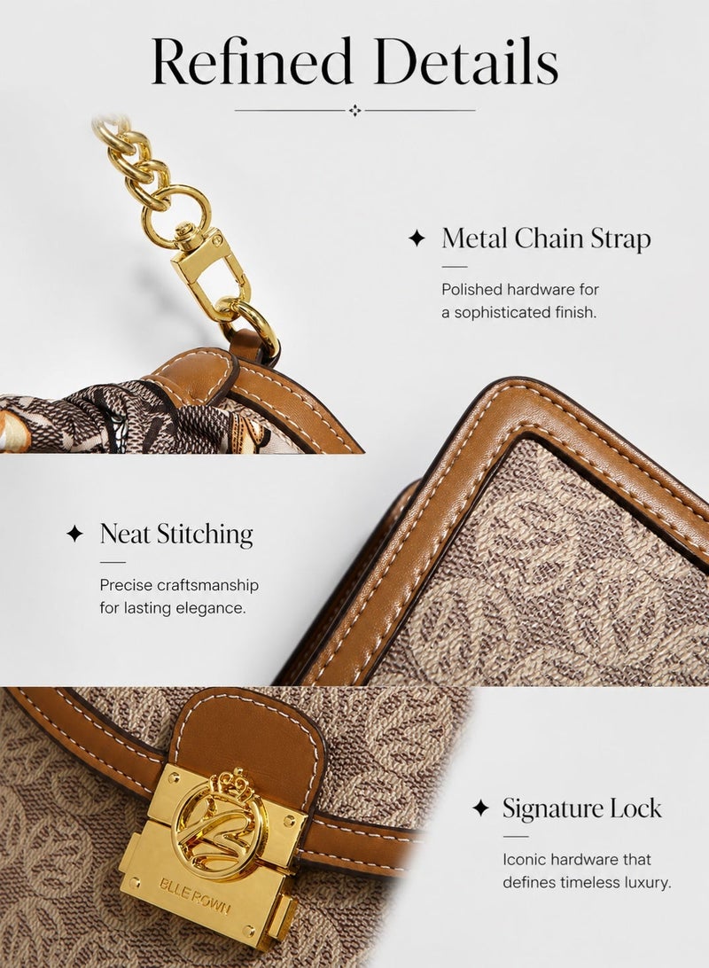 BLLE ROWN Bags for Ladies Elegant Satchel Handbag with Detachable Scarf Detail, 3 Way Shoulder and Crossbody Bag for Women, 21 x 9 x 15 cm for Work Daily Use and Gift - Image 5