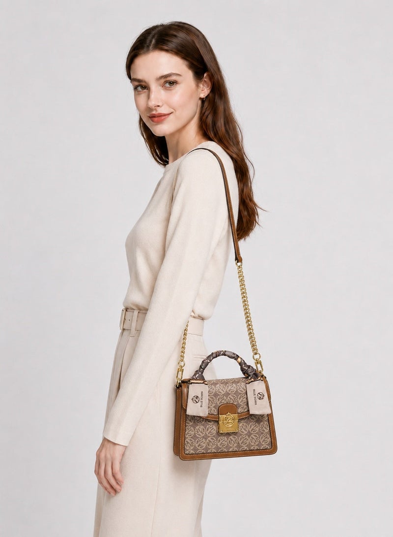 BLLE ROWN Bags for Ladies Elegant Satchel Handbag with Detachable Scarf Detail, 3 Way Shoulder and Crossbody Bag for Women, 21 x 9 x 15 cm for Work Daily Use and Gift - Image 2