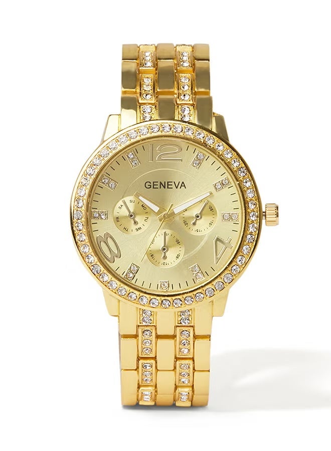 Geneva Elegant stainless steel wristwatch set, water-resistant with a modern luxury design - Image 2