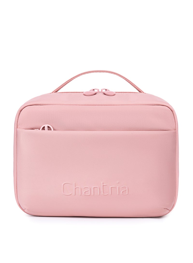 Chantria Premium Lightweight Carry All Cosmetic Bag for Women Water Resistant Multifunctional Clutch Bag with Multiple Pockets and 180° Degree Opening, CB00793-Pink  - Image 4
