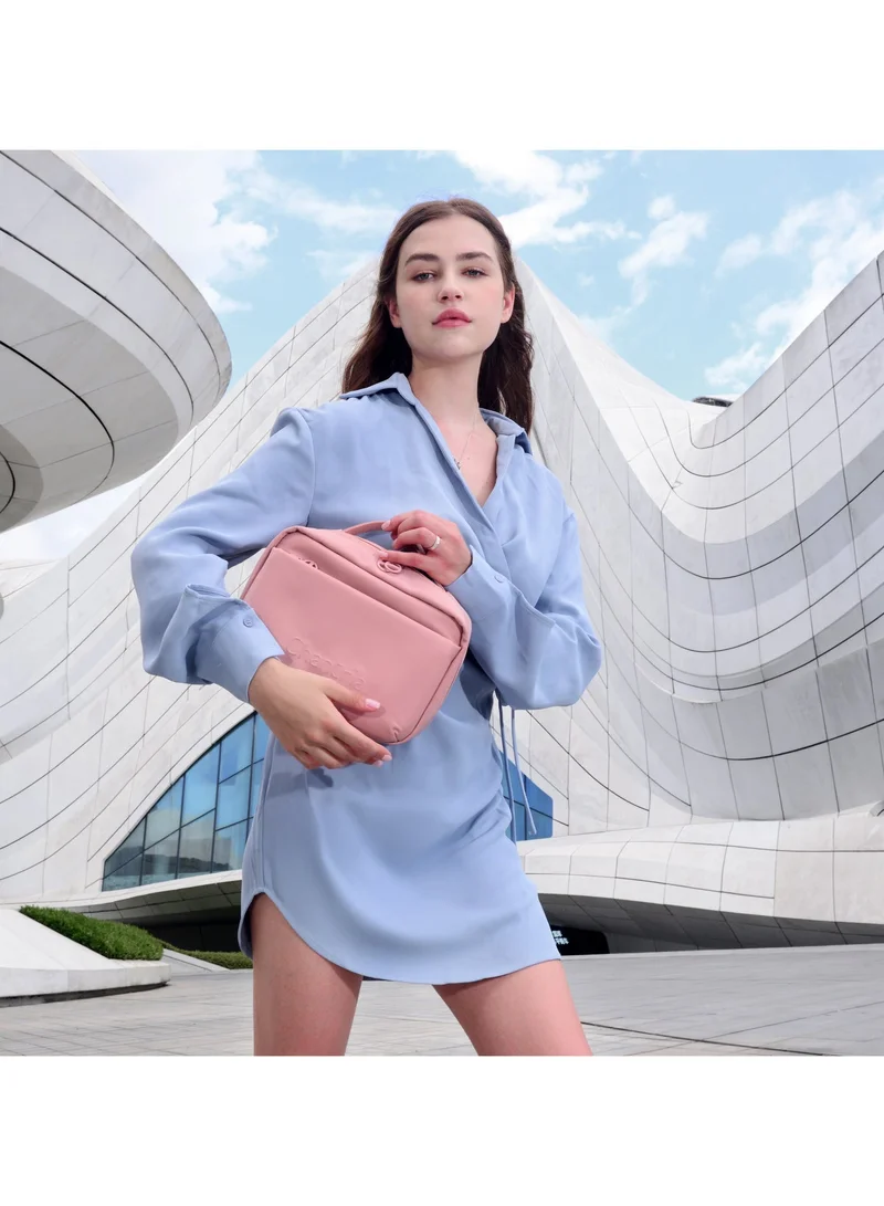 Chantria Premium Lightweight Carry All Cosmetic Bag for Women Water Resistant Multifunctional Clutch Bag with Multiple Pockets and 180° Degree Opening, CB00793, Pink