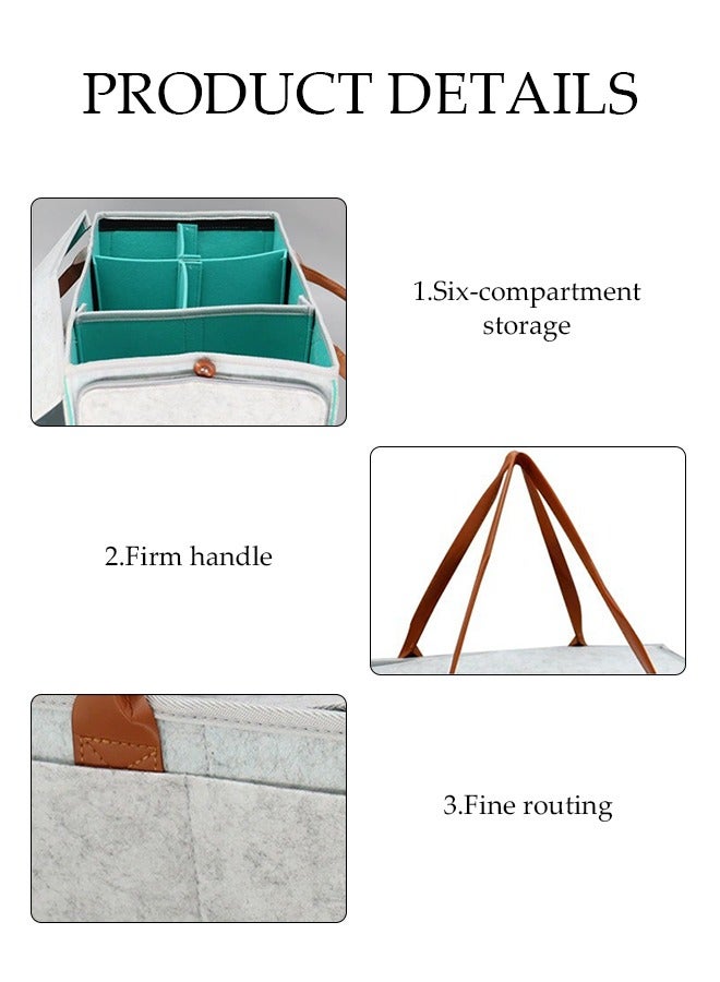 Baby Diaper Caddy Bag With Zipper Lid AndLeather Handle  - Image 5