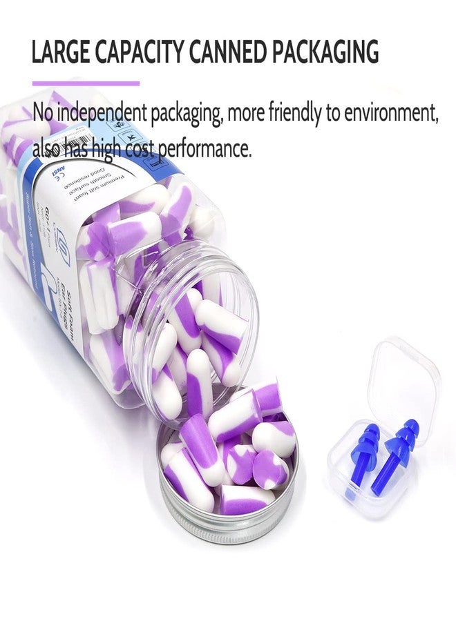 LYSIAN Ultra Soft Foam Ear Plugs Sleeping-Noise Cancelling Earplugs 38dB SNR - Sleep Ear Plugs Noise Reduction for Snoring, Mowing, Shooting Sound Block,Double Color Purple/White - Image 4
