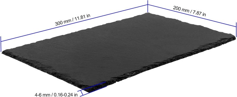 FUNSUEI 6 Pack 12 x 8 Inches Black Slate Cheese Board Natural Slate Cheese Plates Rectangular Slate Serving Tray for Meat Fruit Biscuit Kitchen Dining Parties - Image 2