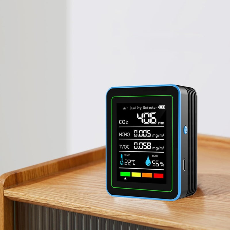 Professional Indoor Air Monitors 5 in 1 Portable Detector for CO2 TVOC HCHO Temperature Humidity for Home Car Formaldehyde Detector - Image 2