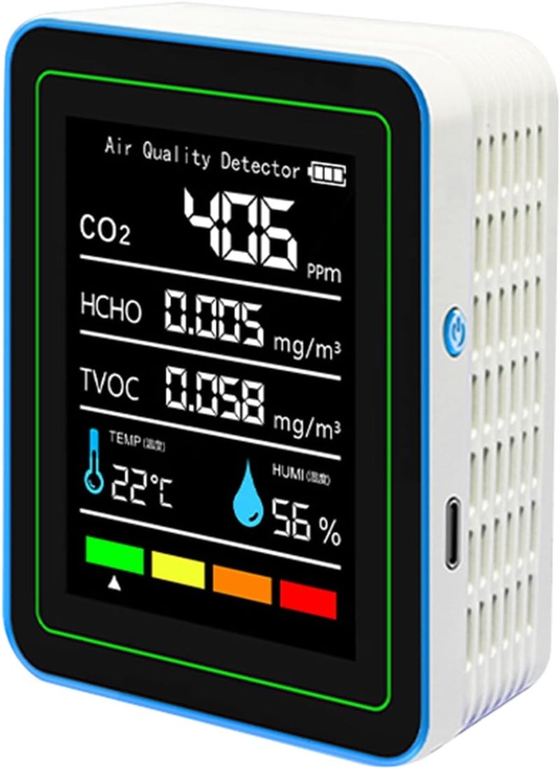 Professional Indoor Air Monitors 5 in 1 Portable Detector for CO2 TVOC HCHO Temperature Humidity for Home Car Formaldehyde Detector - Image 1