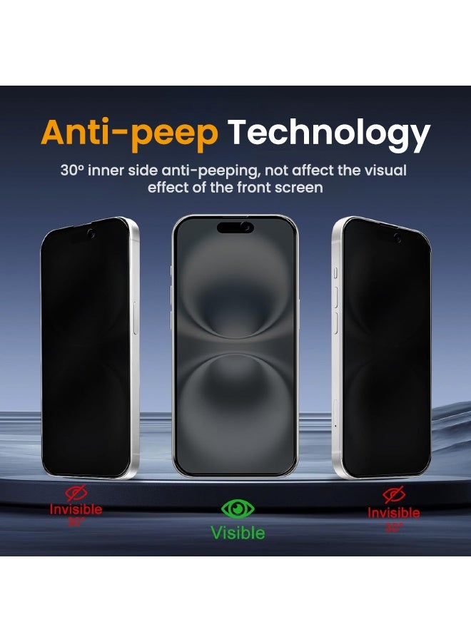 Glass 2 Pack Privacy Screen Protector for iPhone 16, [30° Anti-Spy][9H Hardness][Anti Scratch][Bubble Free] Tempered Screen Protector for iPhone 16 6.1 inch (Boxed, 2PCS) - Image 3