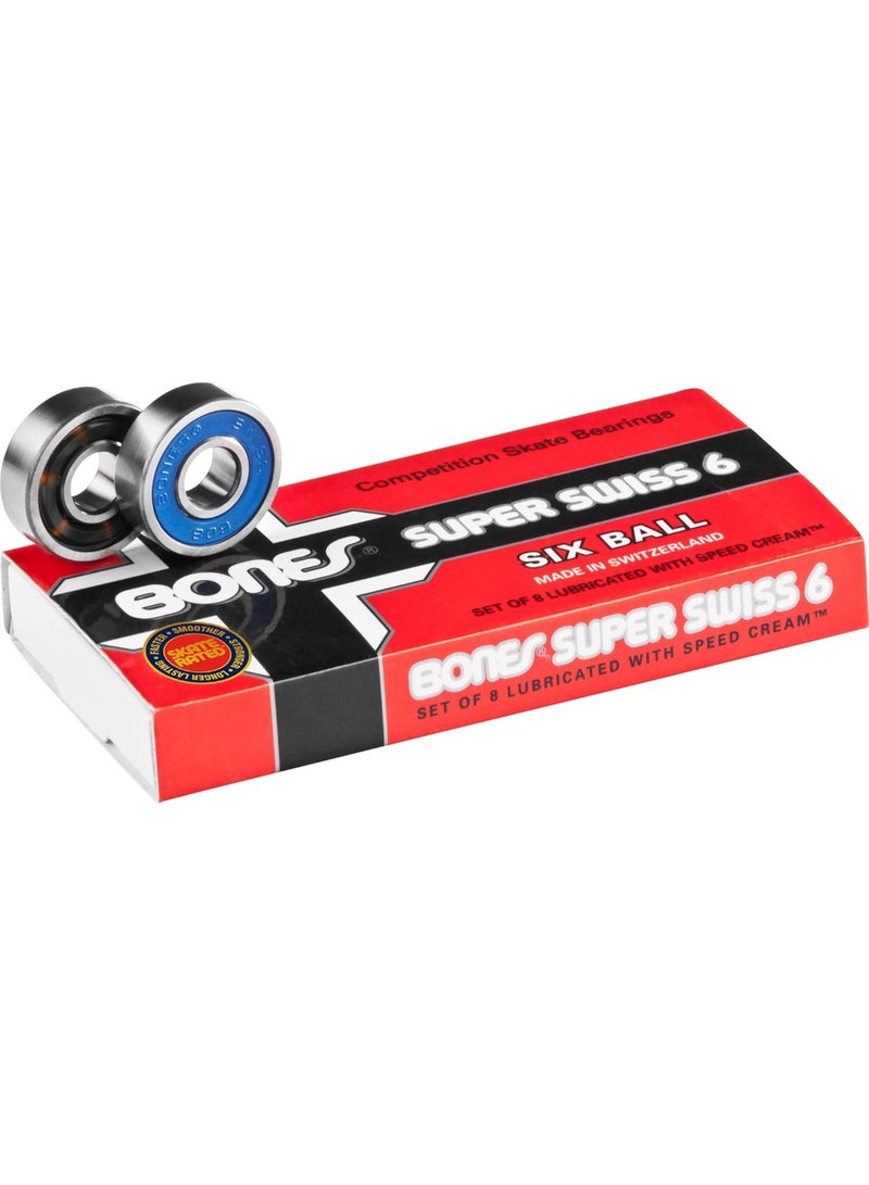 Bones Super Swiss 6 Skateboard Bearings 8 Pack - Image 1