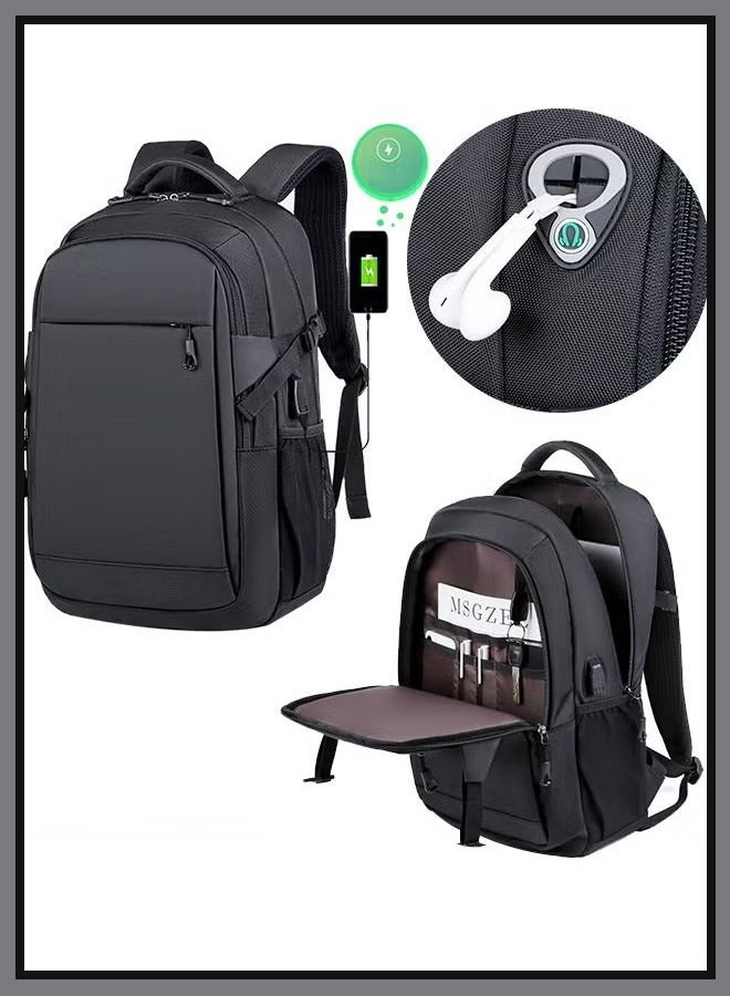 Canway Business Backpack with USB Charging Port and Headphone Plug Waterproof Travel Backpack College School Bag Computer Backpack for Men Women Fits 17 Inch Notebook - Image 1