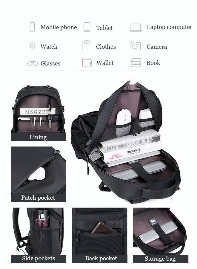 Canway Business Backpack with USB Charging Port and Headphone Plug Waterproof Travel Backpack College School Bag Computer Backpack for Men Women Fits 17 Inch Notebook - Image 3