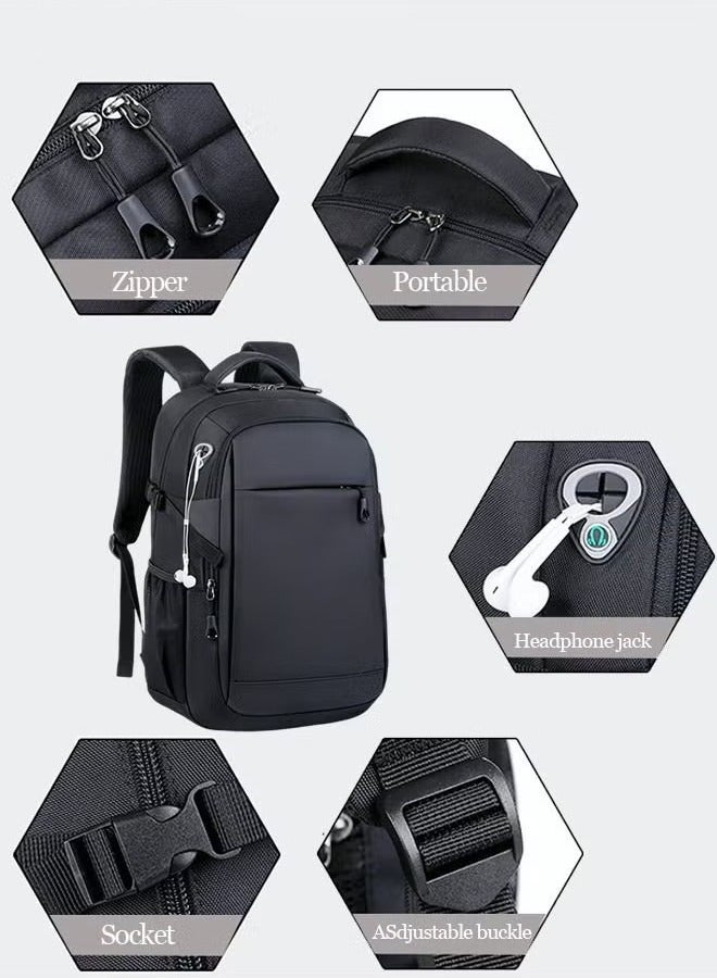 Canway Business Backpack with USB Charging Port and Headphone Plug Waterproof Travel Backpack College School Bag Computer Backpack for Men Women Fits 17 Inch Notebook - Image 4
